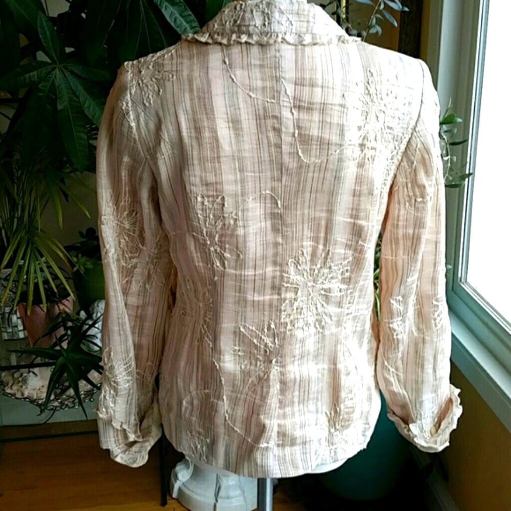 Blue Ice Ivory Embroidered Blazer Jacket Size 6 - Picture 5 of 9